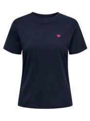 JDY Koszulka w kolorze granatowym rozmiar: L. Niebieskie koszulki damskie JDY, l, bez wzorów, z bawełny, bez kołnierzyka, bez ramiączek. Za 43.47 zł.