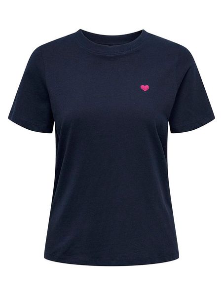 JDY Koszulka w kolorze granatowym rozmiar: L. Niebieskie koszulki damskie JDY, l, bez wzorów, z bawełny, bez kołnierzyka, bez ramiączek. Za 43.47 zł.