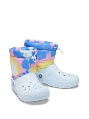 Crocs Kalosze "Classic Lined Neo Puff Tie Dye" w kolorze białym ze wzorem rozmiar: 41-42. Niebieskie kalosze damskie Crocs, bez wzorów. Za 184.46 zł.