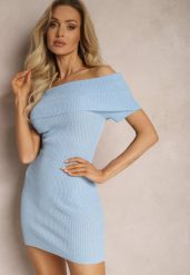 Jasnoniebieska Taliowana Sukienka Hiszpanka Mini z Elastycznej Tkaniny Naliresa. Niebieskie sukienki damskie Renee, bez wzorów, z tkaniny, bez ramiączek. W wyprzedaży za 91.99 zł.