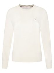 Tommy Hilfiger Sweter WW0WW44984 Biały Regular Fit. Białe swetry klasyczne damskie Tommy Hilfiger, s, z bawełny, bez kołnierzyka. Za 429.99 zł.