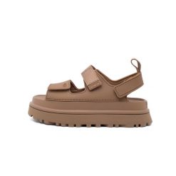 Sandały Ugg Australian W Goldenglow Damskie. Brązowe sandały damskie Ugg, bez wzorów, z materiału, bez obcasa, na platformie, bez zapięcia. Za 449.00 zł.