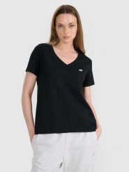 4F T-shirt oversize gładki damski - czarny XXL. Czarne t-shirty damskie 4F, xl, bez wzorów, z bawełny, bez kołnierzyka. W wyprzedaży za 39.99 zł.