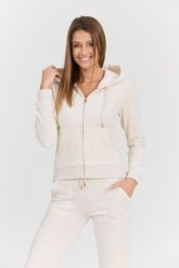 JUICY COUTURE Beżowa damska bluza Robertson Gold. Brązowe bluzy damskie Juicy Couture, s, bez wzorów, z bawełny, z kapturem. W wyprzedaży za 303.99 zł.