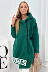 Bluza ocieplana z suwakiem ciemno zielona. Zielone bluzy damskie KESI, l, bez wzorów, z bawełny, bez kaptura. Za 278.10 zł.