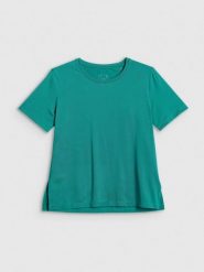 4F Koszulka treningowa loose szybkoschnąca damska - turkusowa M. Niebieskie koszulki damskie 4F, m, bez wzorów, bez kołnierzyka, bez ramiączek. Za 79.99 zł.