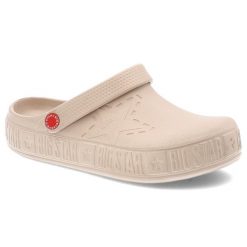 Beżowe Klapki Big Star Stylowe Obuwie Damskie. Brązowe klapki damskie Big Star, bez wzorów, bez obcasa, bez zapięcia. Za 79.99 zł.