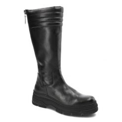 Czarne Kozaki Marco Tozzi Wygodne Skórzane Buty Damskie. Czarne kozaki damskie Marco Tozzi, z gumy, bez obcasa, na obcasie, bez zapięcia. Za 379.00 zł.