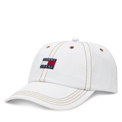 Czapka z daszkiem Tommy Jeans. Czapki z daszkiem damskie Tommy Jeans, bez wzorów, z jeansu. Za 99.99 zł.