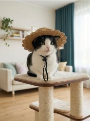 Kapelusz dla zwierząt - beżowy. Brązowe kapelusze damskie Sinsay, bez wzorów. Za 9.99 zł.