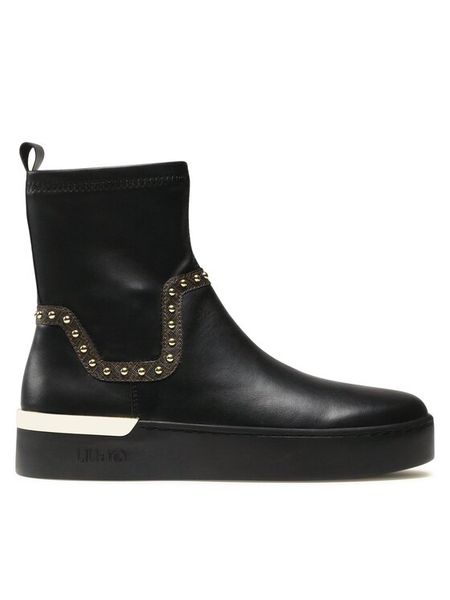 Liu Jo Botki Silvia 88 BF3051 EX212 Czarny. Czarne botki damskie Liu Jo, ze skóry, bez obcasa, na płaskiej podeszwie, bez zapięcia. Za 539.99 zł.