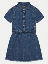Guess Sukienka codzienna J5RK33 D4EU0 Granatowy Regular Fit. Niebieskie sukienki dziewczęce Guess, z aplikacjami, z bawełny, bez ramiączek, proste. Za 199.99 zł.