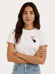 WOOOP Koszulka "Banksy Love Rat" w kolorze białym rozmiar: XL. Białe koszulki damskie Wooop, xl, bez wzorów, z bawełny, bez kołnierzyka, bez ramiączek. Za 56.99 zł.