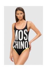 MOSCHINO Czarny strój kąpielowy z neonowymi lamówkami. Czarne stroje jednoczęściowe MOSCHINO, bez wzorów. W wyprzedaży za 449.99 zł.