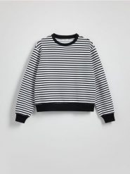 Bawełniana bluza w paski - wielobarwny. Bluzy damskie Reserved, l, bez wzorów, z bawełny, bez kaptura. W wyprzedaży za 49.99 zł.