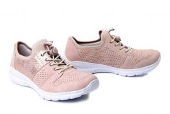 RIEKER L3254-32 pink, półbuty damskie. Czerwone półbuty damskie Rieker, na lato, bez wzorów, bez obcasa, bez zapięcia. Za 339.90 zł.