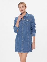 Tommy Jeans Sukienka jeansowa Aline Ls Dress Ah5032 Ext DW0DW17542 Niebieski Regular Fit. Niebieskie sukienki damskie Tommy Jeans, bez wzorów, z bawełny, bez ramiączek. Za 379.99 zł.