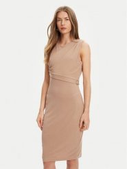 Guess Sukienka codzienna W5YK27 KAQL2 Brązowy Regular Fit. Brązowe sukienki damskie Guess, z aplikacjami, bez ramiączek. Za 439.99 zł.