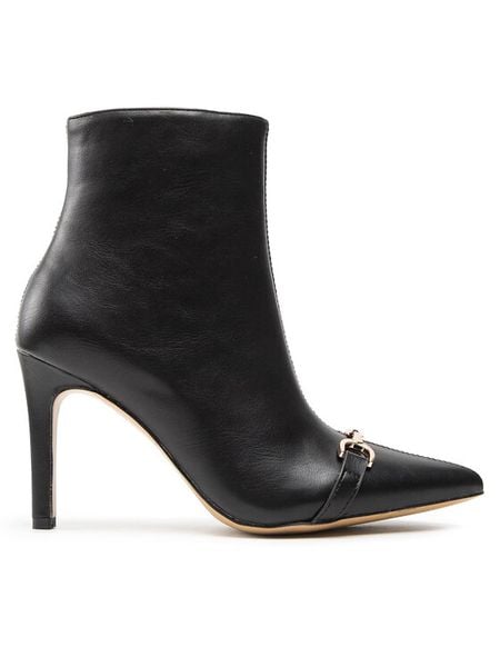 DeeZee Botki ZALMM220171 Czarny. Czarne botki damskie DeeZee, ze skóry, bez obcasa, na szpilce, bez zapięcia. Za 129.99 zł.