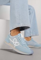 Niebieskie Sneakersy Ozdobione Geometrycznym Motywem Icebluff. Niebieskie obuwie sportowe damskie Born2be, z jeansu, bez zapięcia. Za 99.99 zł.