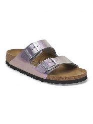 Birkenstock Klapki "Arizona" w kolorze fioletowym rozmiar: 38. Różowe klapki damskie Birkenstock, bez wzorów, z otwartym noskiem, bez obcasa, bez zapięcia. Za 354.94 zł.