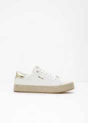 Sneakersy Tamaris z podeszwą w optyce plecionki. Białe obuwie sportowe casual damskie bonprix. Za 269.99 zł.