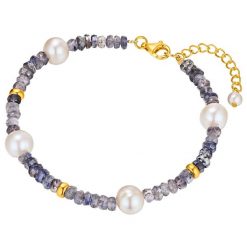 Valero Pearls Srebro wysokiej pr óby Cyjanit Perła hodowlana słodkowodna Bransoletki 1 ct Damski. Białe bransoletki damskie Valero Pearls, pozłacane. Za 349.99 zł.