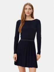 Morgan Sukienka dzianinowa 251-RMCLO Granatowy Slim Fit. Niebieskie sukienki damskie Morgan, bez wzorów, z dzianiny, bez ramiączek. Za 249.99 zł.