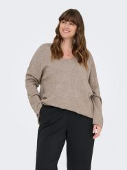 ONLY Carmakoma Sweter w kolorze szarobrązowym rozmiar: S-42/44. Brązowe swetry klasyczne damskie Only Carmakoma, s, bez kołnierzyka. Za 115.95 zł.
