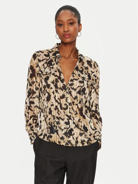 Morgan Koszula 242-OLOV.F Beżowy Regular Fit. Brązowe koszule damskie Morgan, bez wzorów, z syntetyku, bez kołnierzyka, bez ramiączek. Za 159.99 zł.