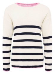 Zwillingsherz Sweter "Stripes" w kolorze kremowo-granatowym rozmiar: XL. Brązowe swetry klasyczne damskie Zwillingsherz, xl, z kaszmiru, bez kołnierzyka. Za 184.89 zł.