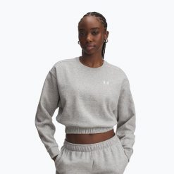 Bluza Under Armour Rival Fleece Piped Crew. Szare bluzy damskie Under Armour, bez wzorów, bez kaptura. Za 149.99 zł.
