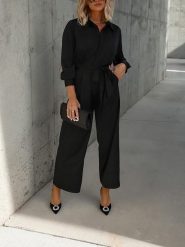 Milan Kiss Kombinezon w kolorze czarnym rozmiar: M. Czarne kombinezony damskie Milan Kiss, m, bez wzorów, z tkaniny, bez kołnierzyka, bez ramiączek. Za 216.22 zł.