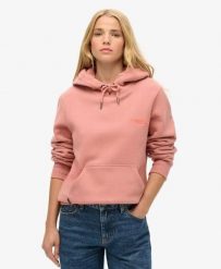 Superdry Essential Logo Hoodie Ash Rose – bluza z wyszywanym logo. Czerwone bluzy damskie Superdry, bez wzorów, z bawełny, z kapturem. Za 393.05 zł.