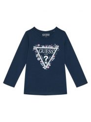 Guess Bluzka K5BI08 J1314 Granatowy Regular Fit. Niebieskie bluzki i koszule dziewczęce Guess, z aplikacjami, z bawełny, bez kołnierzyka, bez ramiączek. Za 69.99 zł.