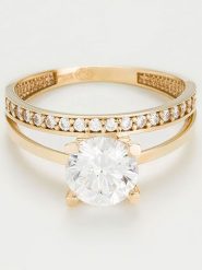 L instant d Or Złoty pierścionek "Majestueuse" z cyrkonią rozmiar: 56. Żółte pierścionki damskie L instant d Or, z cyrkonią, złote. Za 1,304.99 zł.