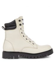 Tommy Jeans Botki Tjw Lace Up Boot EN0EN02314 Beżowy. Brązowe botki damskie Tommy Jeans, z jeansu, bez obcasa, na płaskiej podeszwie, bez zapięcia. Za 679.99 zł.