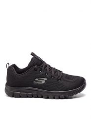 Skechers Sneakersy Get Connected 12615/BBK Czarny. Czarne obuwie sportowe damskie Skechers, z materiału, bez zapięcia. Za 199.99 zł.