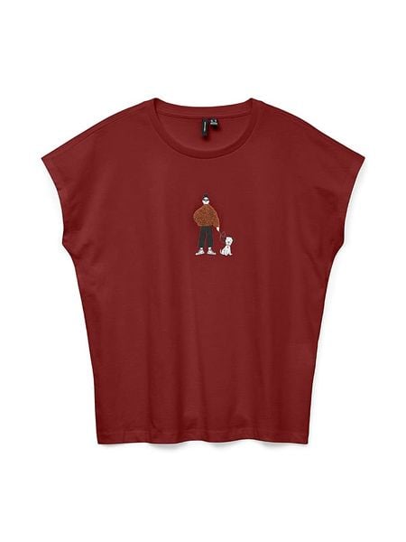 Vero Moda Koszulka w kolorze bordowym rozmiar: S. Czerwone koszulki damskie Vero Moda, s, bez wzorów, z bawełny, bez kołnierzyka, bez ramiączek. Za 52.30 zł.