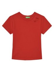 United Colors Of Benetton T-Shirt 3P4ZC10O0 Czerwony Slim Fit. Czerwone koszulki i t-shirty dziewczęce United Colors Of Benetton, bez wzorów, z bawełny, bez kołnierzyka, bez ramiączek. Za 49.99 zł.