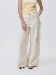 Jeansy wide leg - złamana biel. Jeansy damskie Reserved. Za 159.99 zł.