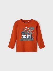NAME IT Bluzka 13206638 Pomarańczowy Regular Fit. Brązowe t-shirty i koszulki chłopięce Name it, bez wzorów, z bawełny, bez kołnierzyka, bez ramiączek. Za 49.99 zł.