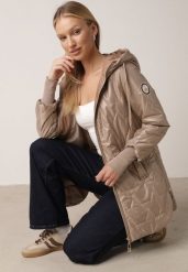 Brązowa Pikowana Kurtka Przejściowa z Kapturem i Bocznymi Suwakami Mado. Brązowe kurtki damskie Born2be, l, bez wzorów, z jeansu, z kapturem. Za 159.99 zł.