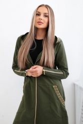 Bluza z ozdobną taśmą khaki. Brązowe bluzy damskie KESI, l, bez wzorów, z bawełny, z kapturem. Za 263.47 zł.