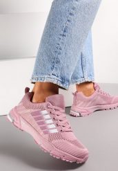 Różowe Buty Sportowe na Grubej Podeszwie z Wstawkami i Perforacją Titanne. Czerwone obuwie sportowe casual damskie Renee. Za 89.99 zł.
