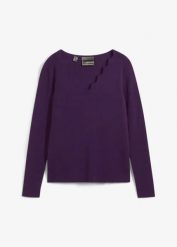 Cienki sweter z lejącej mieszanki wiskozy. Fioletowe swetry klasyczne damskie bonprix, z wiskozy, bez kołnierzyka. Za 127.99 zł.