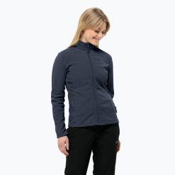 Bluza polarowa damska Jack Wolfskin Taunus Fz. Niebieskie bluzy damskie Jack Wolfskin, bez wzorów, z polaru, bez kaptura. Za 229.99 zł.