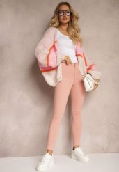 Różowe Spodnie z Bawełny o Kroju Skinny Irivella. Czerwone rurki damskie Renee, bez wzorów, z bawełny, z podwyższonym stanem. Za 59.99 zł.