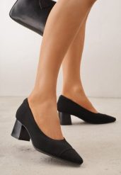 Czarne Czółenka VICES ze Sportowej Tkaniny na Słupku Waesbella. Czarne czółenka damskie Born2be, bez wzorów, z materiału, z otwartym noskiem, bez obcasa, na słupku. Za 119.99 zł.