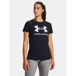 Koszulka fitness damska UNDER ARMOUR 1356305 z krótkim rękawem. Czarne koszulki sportowe damskie Under Armour, s, bez wzorów, bez ramiączek, na fitness i siłownię. Za 69.99 zł.